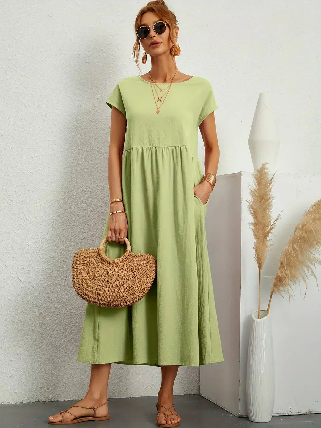 ROBE LÉGÈRE EN COTON DOUX AVEC POCHES