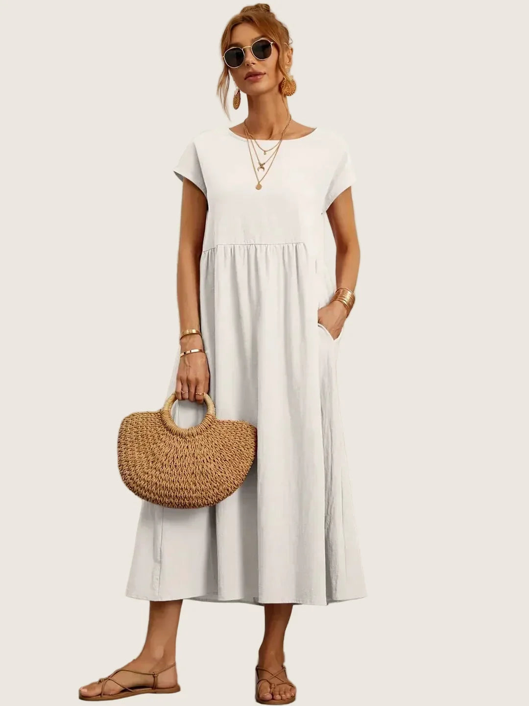 ROBE LÉGÈRE EN COTON DOUX AVEC POCHES