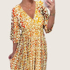 Élina | Robe longue fleurie à col en V