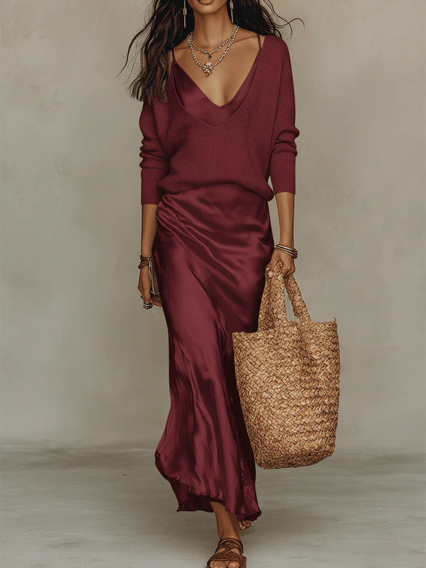 Lioré | Robe Fluide avec Pull Assorti