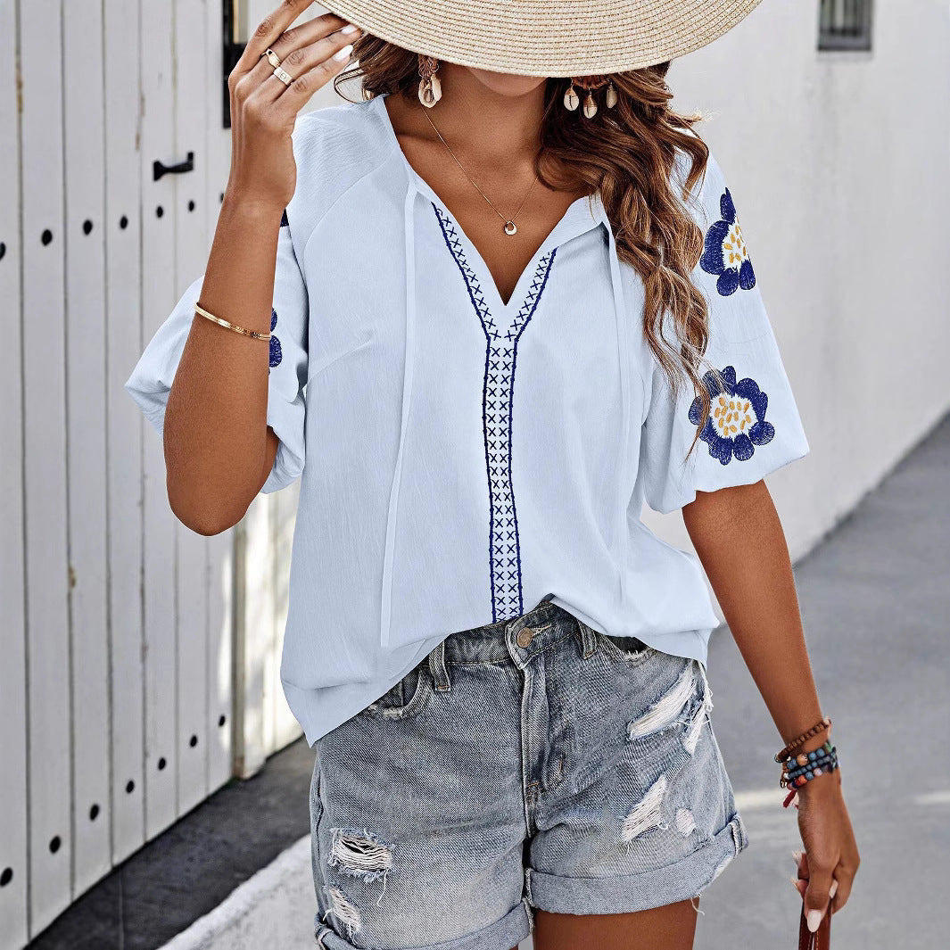 Calira | Blouse Fluide à Broderies