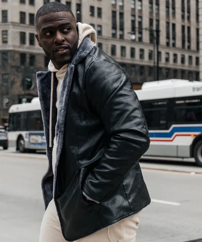 Dominic Heren Shearling Leren Jas – warme leren winterjas met shearling voering