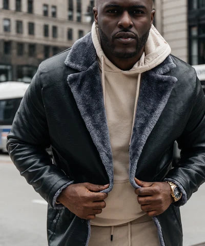 Dominic Heren Shearling Leren Jas – warme leren winterjas met shearling voering