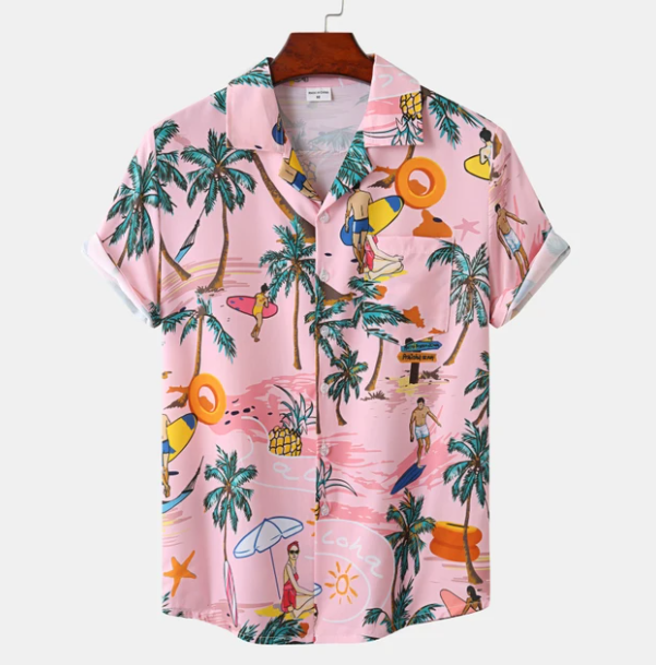 Jerry - Hawaii Surf Bloemen Blouse Voor Heren