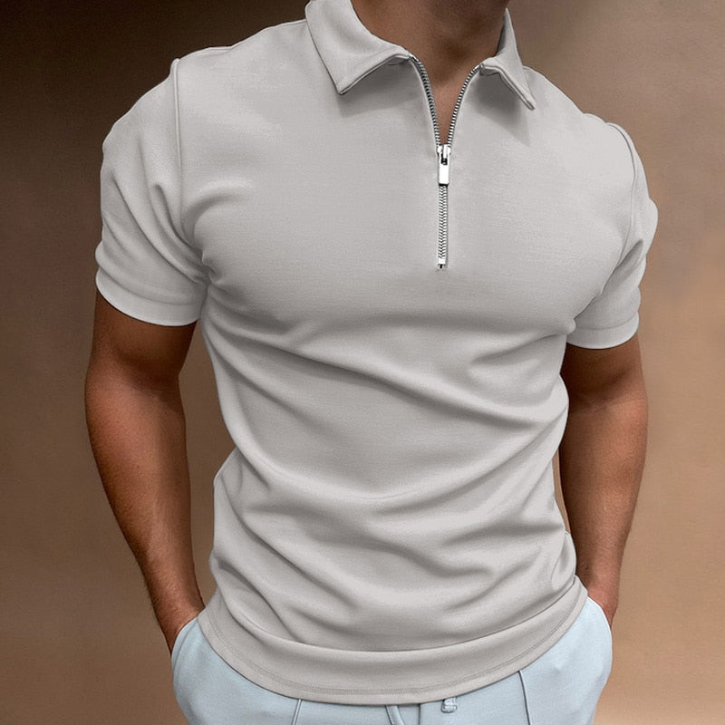 Idris luxe zip-up polo voor heren – stijlvolle lente/zomer polo met ritssluiting en ademend comfort