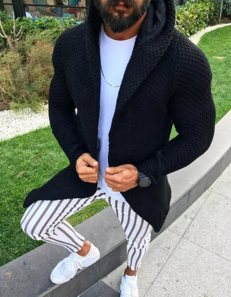 Nestor Hoodie-Cardigan – Grofgebreid Vest met Comfortabele Pasvorm en Moderne Look