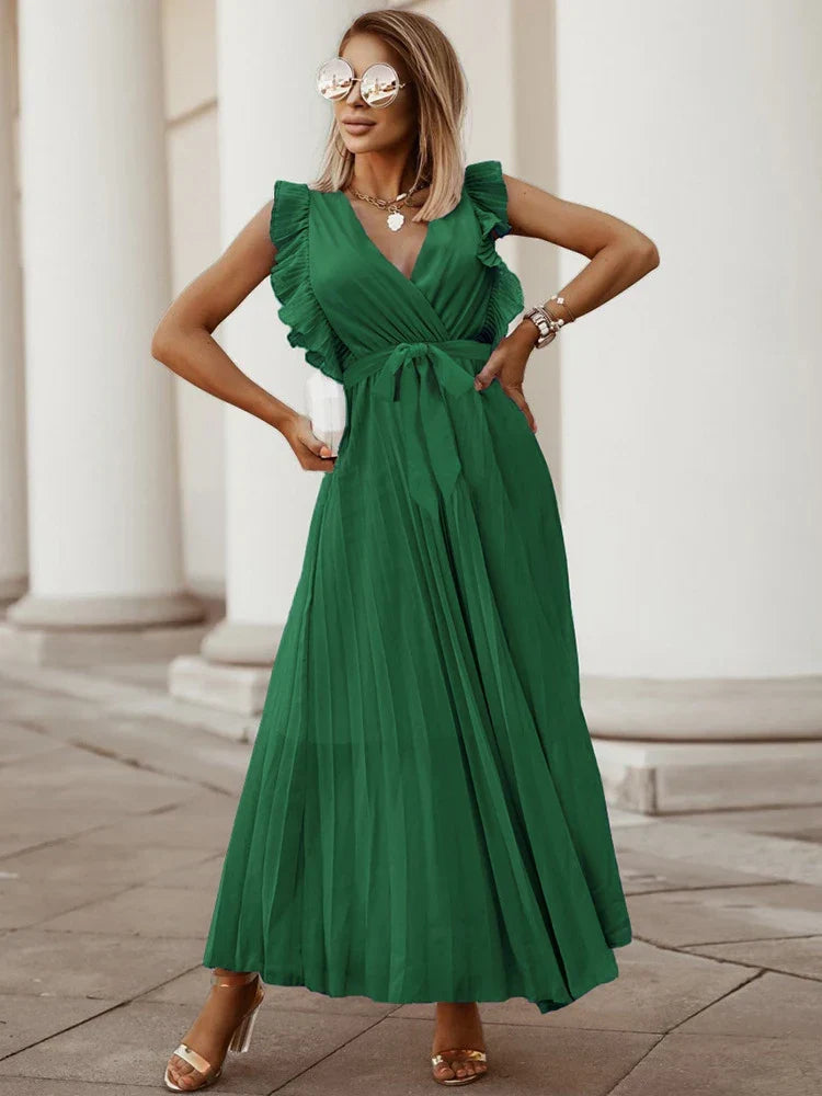 Alméra | Robe Longue Fluide à Col V