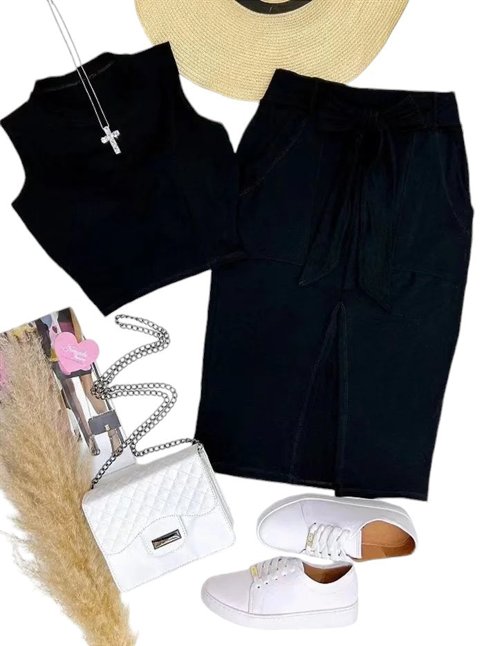 Hazel dames set – tweedelig zomerpak met off-shoulder top en luchtige broek