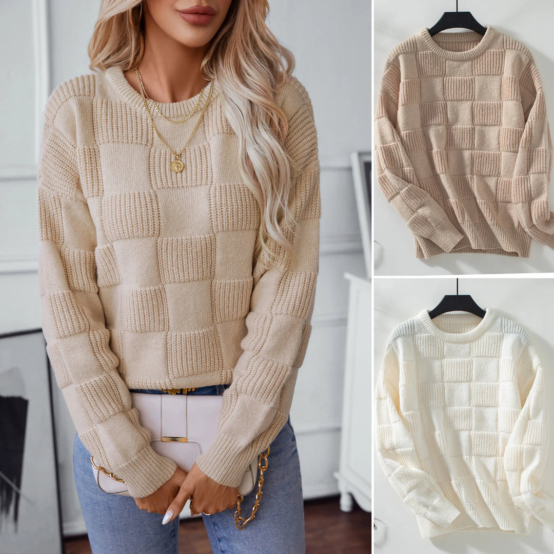 Taylor dames trui – warme sweater met moderne pasvorm en ribdetails