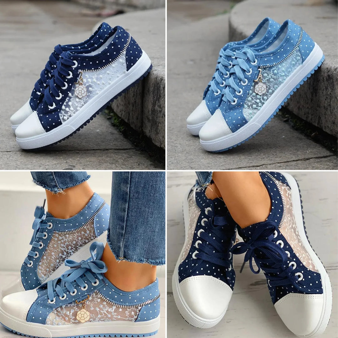 Erza dames sneakers – denim casual schoenen met flexibele zool en licht comfort