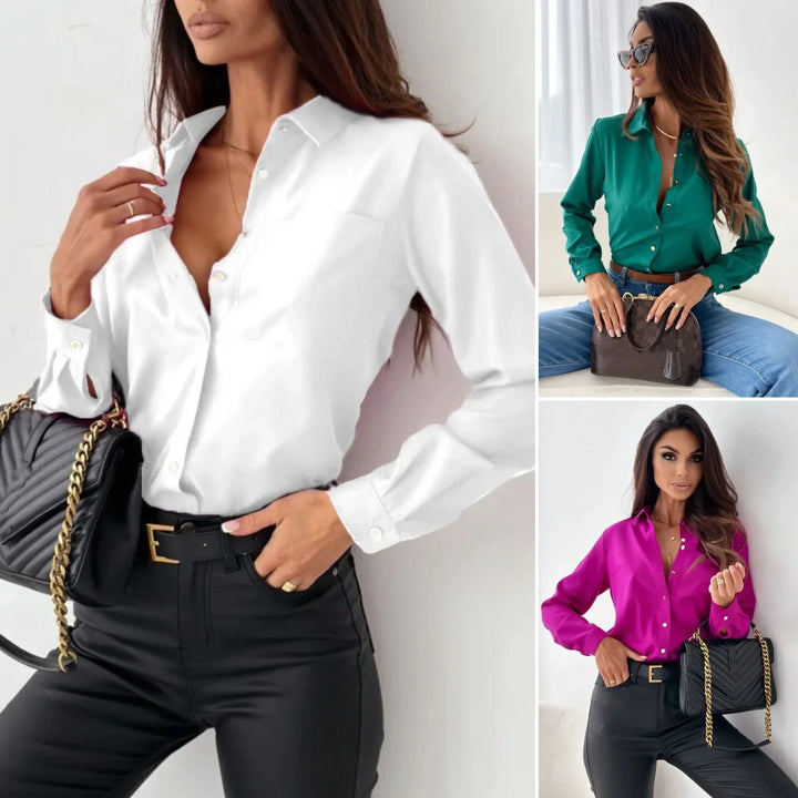 Sofia dames top – elegante blouse met klassieke snit en zachte stof
