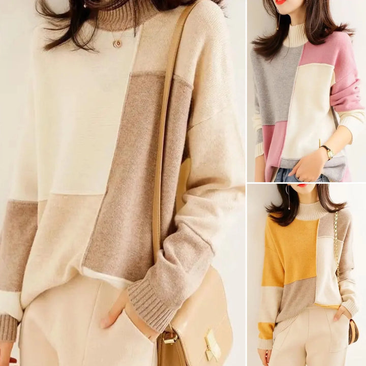 Jelly dames trui – warme wintertrui met hoge kraag en losse pasvorm