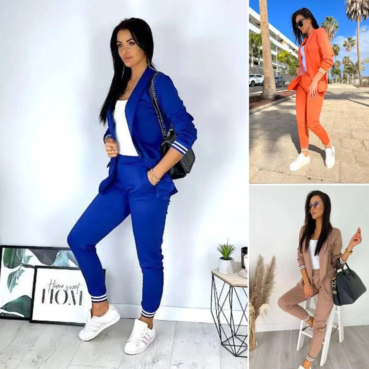 Steff patchwork dames blazer – elegante blazer met omslagkraag en flatterende pasvorm