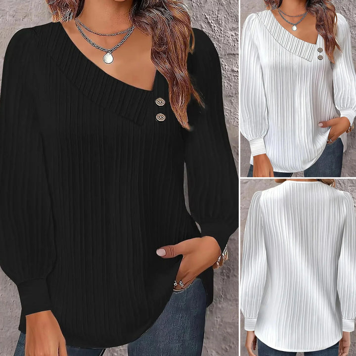 Archie dames blouse – elegante glanzende blouse met losse pasvorm