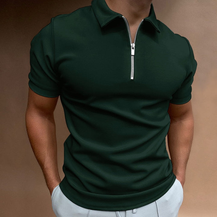 Idris luxe zip-up polo voor heren – stijlvolle lente/zomer polo met ritssluiting en ademend comfort