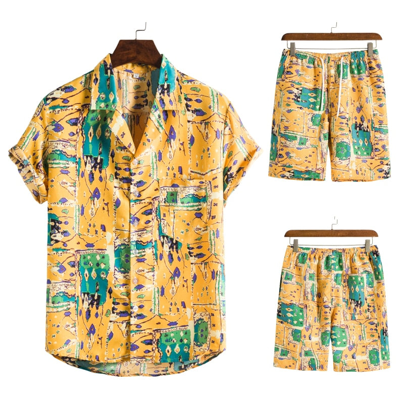 Samuel Hawaiian herencombi – zomerset met luchtig overhemd en levendige bloemenprint