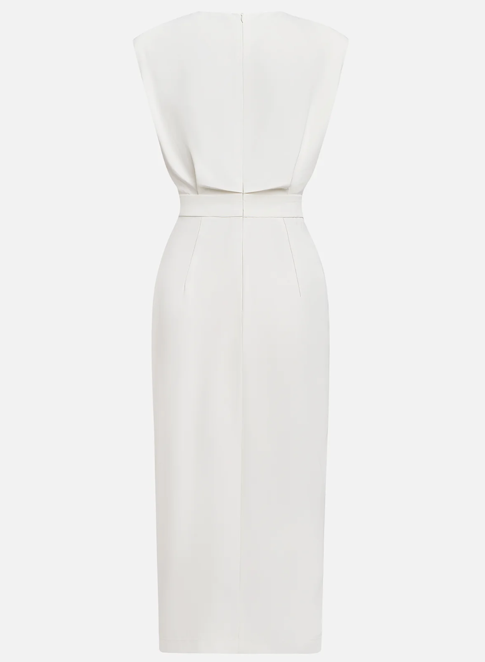 Sophie | Robe midi ajustée à boutons dorés