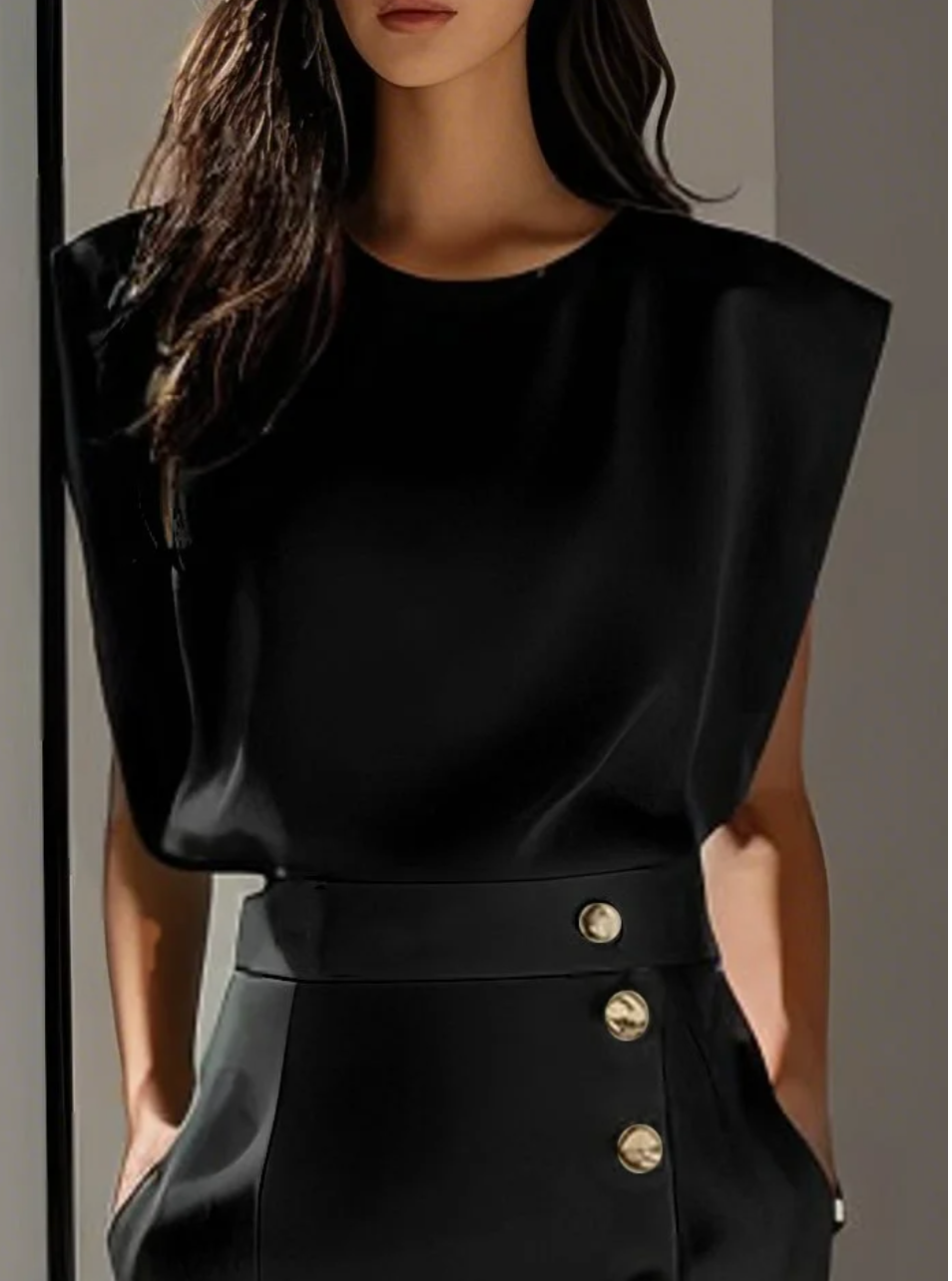 Sophie | Robe midi ajustée à boutons dorés