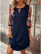 Mirelle | Robe Élégante à Manches Brodées