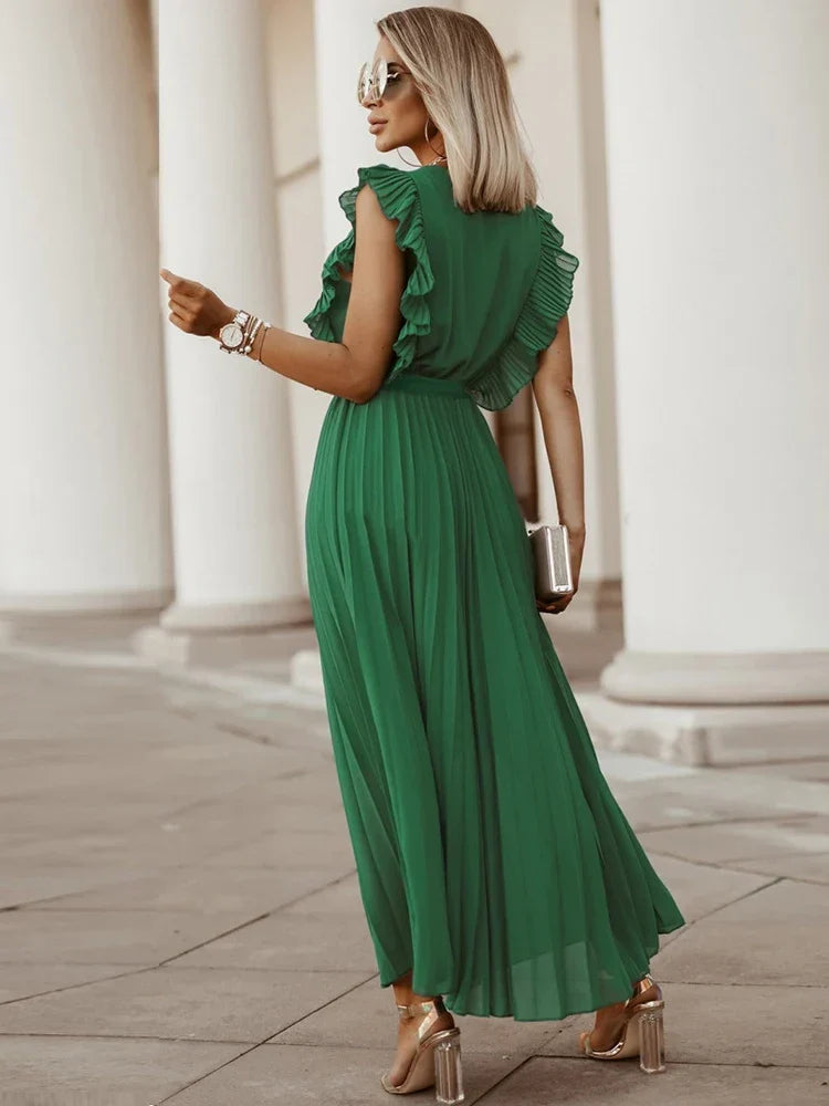Alméra | Robe Longue Fluide à Col V