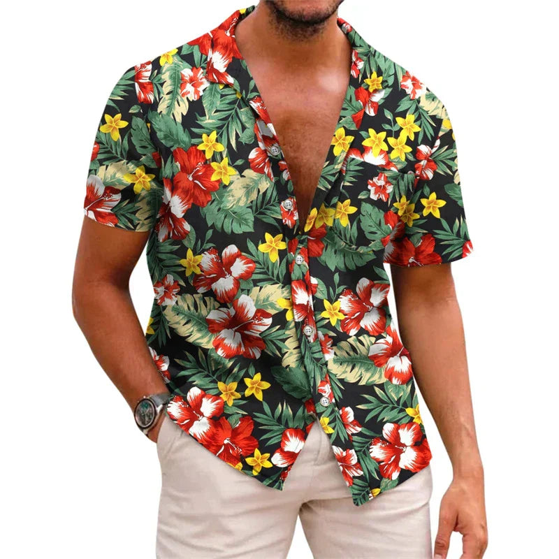 Billy – Bloemen Blouse voor Heren met Levendige Zomerprint