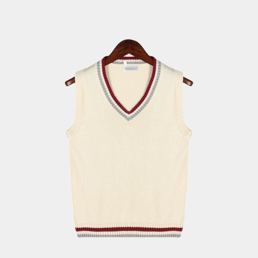 Stone - Sleeveless Knitted V-Neck Sweater
