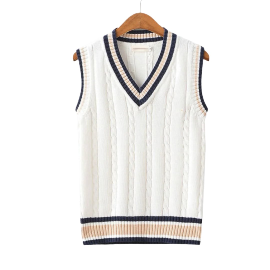 Stone - Sleeveless Knitted V-Neck Sweater
