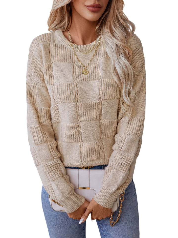 Taylor dames trui – warme sweater met moderne pasvorm en ribdetails