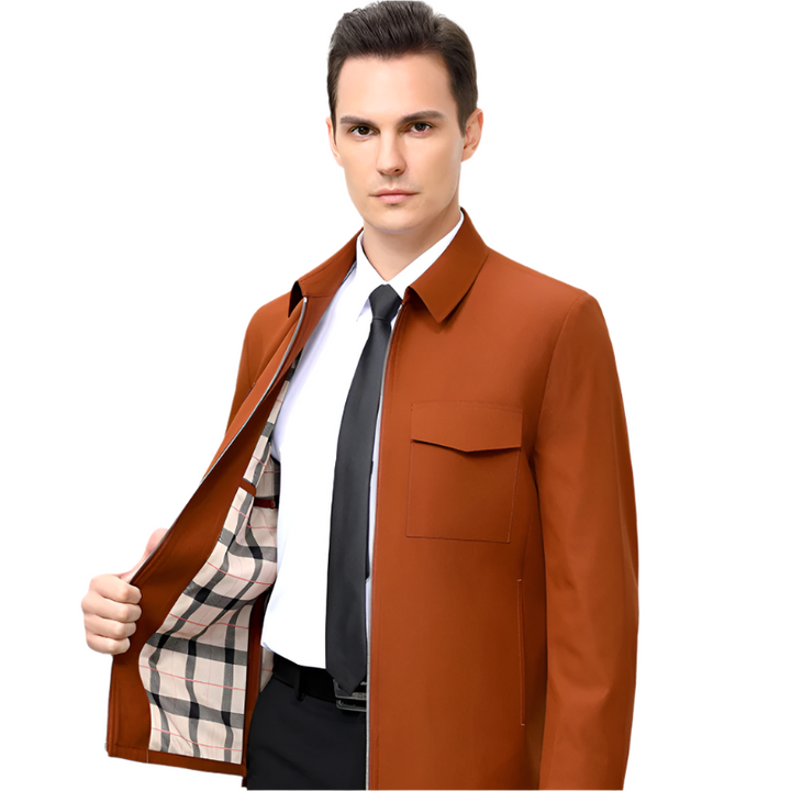 Zev™ Herenjas – Slank Gesneden Jas met Stijlvolle Details en Praktische Zakken