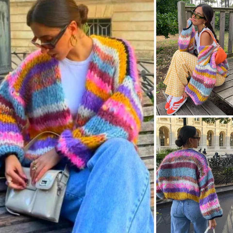 Edna Geruite Cardigan – Kleur en plezier in stijl