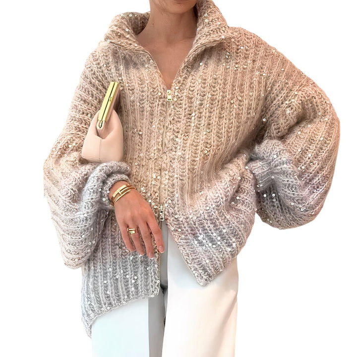 Wilnie Gebreide Damestrui – Warme Grofgebreide Trui met Modieuze Kraag