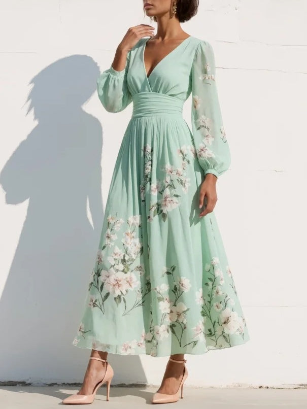 Almira | Robe Fluide Plissée à Col V