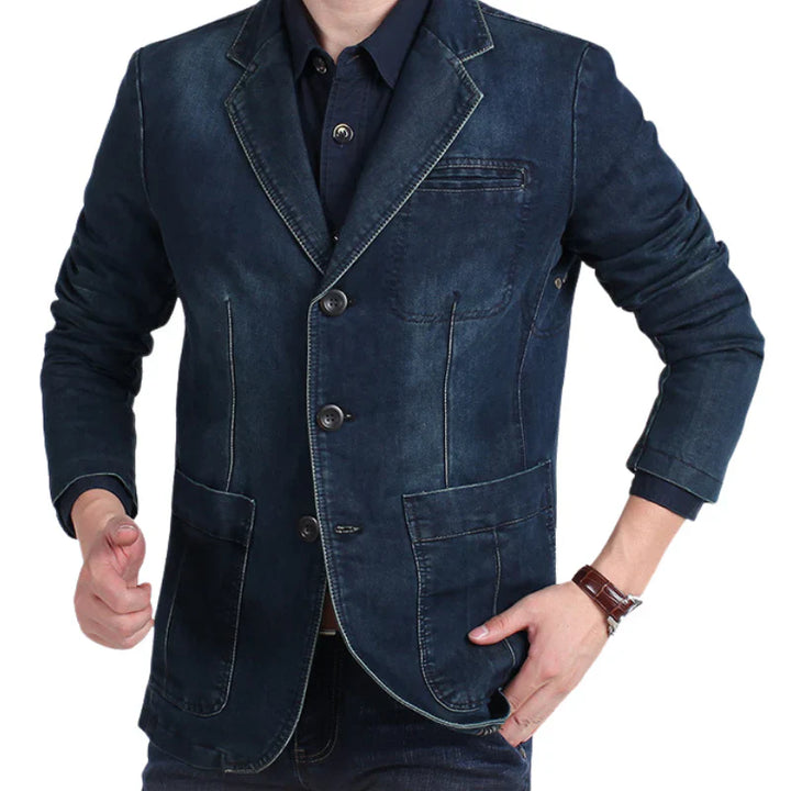 Daven Denim Blazer – Stijlvolle Herenjas met Comfortabele Pasvorm en Tijdloos Design