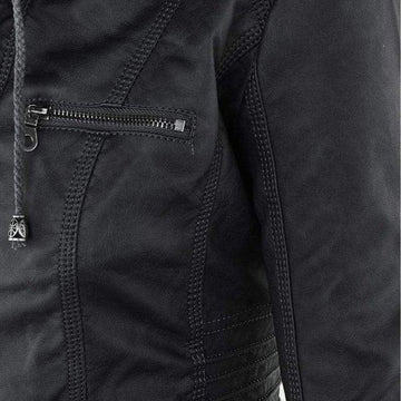 Stijlvolle Leren Jas met Afneembare Capuchon voor Heren