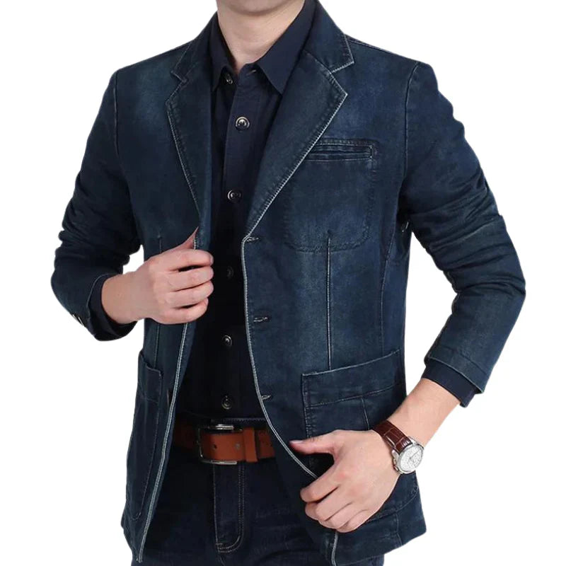 Daven Denim Blazer – Stijlvolle Herenjas met Comfortabele Pasvorm en Tijdloos Design