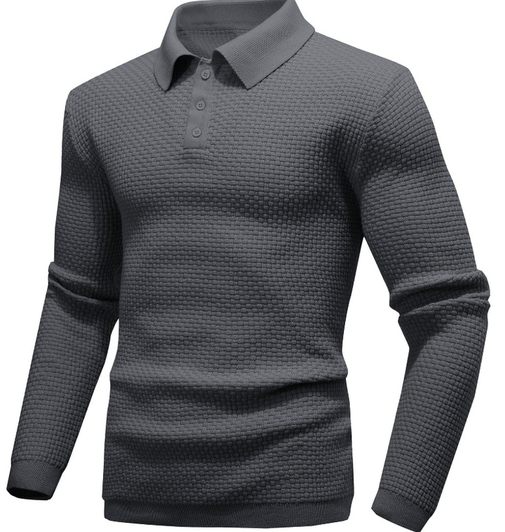 Alfonso Elegante Polo met Lange Mouwen – heren polo met gebreide structuur voor casual en formele outfits
