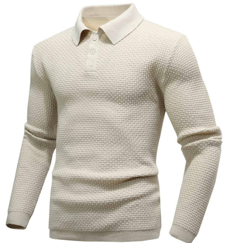 Alfonso Elegante Polo met Lange Mouwen – heren polo met gebreide structuur voor casual en formele outfits