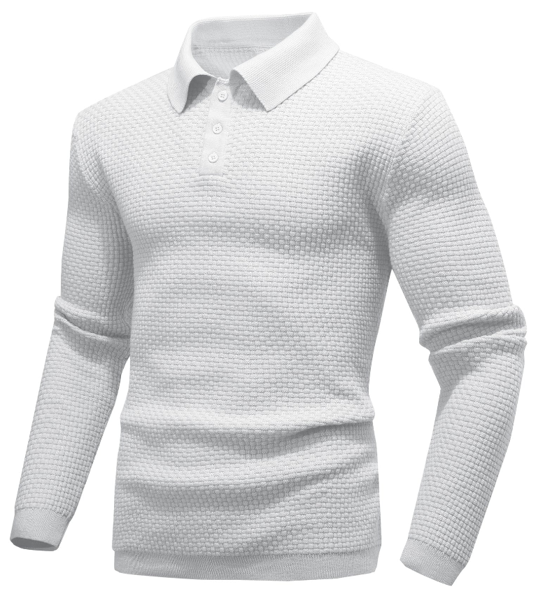 Alfonso Elegante Polo met Lange Mouwen – heren polo met gebreide structuur voor casual en formele outfits