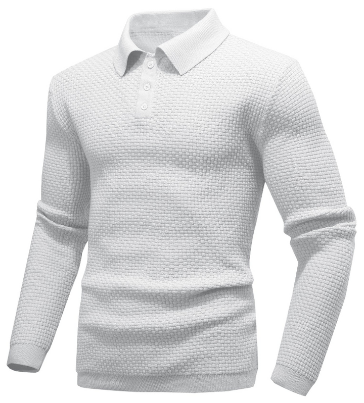 Alfonso Elegante Polo met Lange Mouwen – heren polo met gebreide structuur voor casual en formele outfits