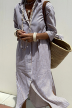 Niyara – Robe Chemise Rayée Élégante