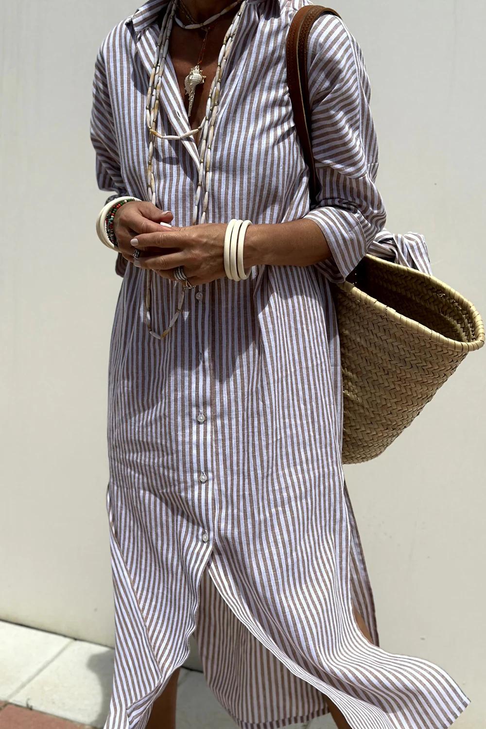 Niyara – Robe Chemise Rayée Élégante