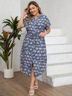 Noléa | Robe Midi Fluide à Imprimé Élégant (Grande Taille)