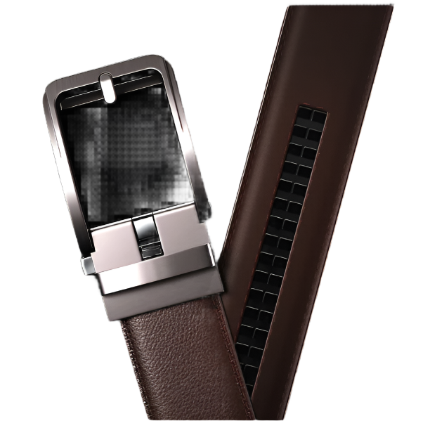 Verstelbare leren riem zonder gaatjes – strak en functioneel design