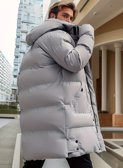 Pufrter Lange Winterjas met Capuchon voor Heren – Volledige Bescherming in Stijl