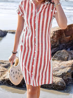 Maréva | Robe Chemise Rayée Fluide (Grande taille)