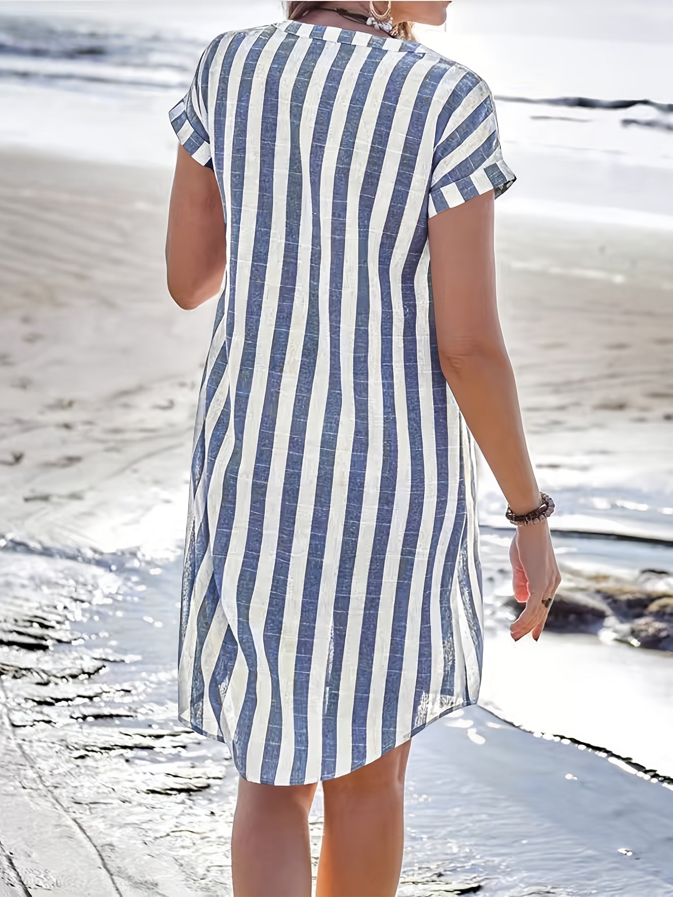 Maréva | Robe Chemise Rayée Fluide (Grande taille)