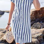 Maréva | Robe Chemise Rayée Fluide (Grande taille)
