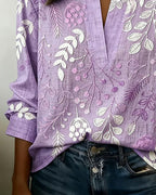 Floréa | Blouse Fleurie à Col Montant Élégant