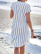 Maréva | Robe Chemise Rayée Fluide (Grande taille)