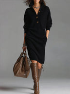 Claire | Robe Pull Élégante à Col Ouvert